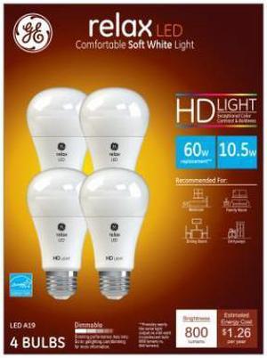 GE LIGHTING LED10DASW9C-4PK LED Lamp,2700K Color Temp.,800 lm,PK4
