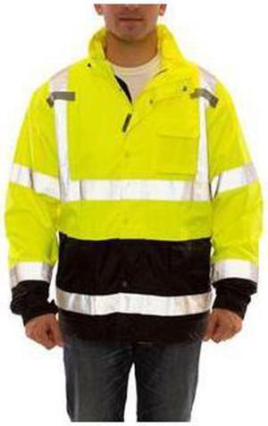 TINGLEY J27122 Jacket, Polyurethane/Polyester, Class 3 R, Green; Yellow, L