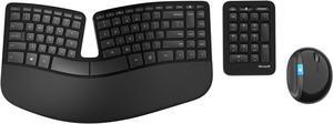 Microsoft Sculpt Ergonomic Wireless Desktop USB L5V-00003 Keyboard and Mouse Combo Black English French