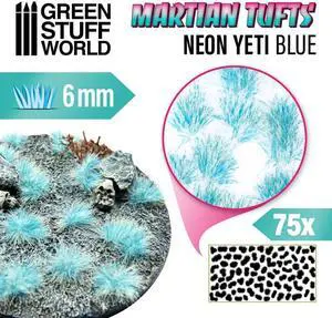 Green Stuff World Martian Tufts for Models and Miniatures  Neon Yeti Blue 6mm 10684