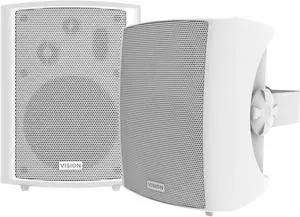 VISION Professional Pair 5.25" Wall Speakers - LIFETIME WARRANTY - 50 Watt power handling - 3-way with Bass reflex - hor