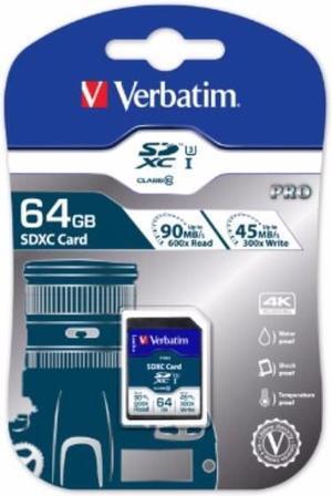 Verbatim 64GB Secure Digital Extended Capacity (SDXC) Flash Card Model 47022