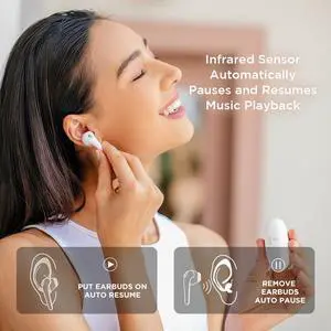 1MORE True Wireless Earbuds, Bluetooth Noise Cancelling Headphones, Fast Connection, In-Ear Detection,4 Microphones for Clear Phone Calls, IPX5 Waterproof, Touch Control, Comfobuds-White
