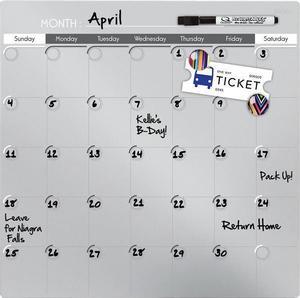 Quartet Frameless Magnetic Dry Erase Calendar Tile 14x14 - Dry-Erase Boards