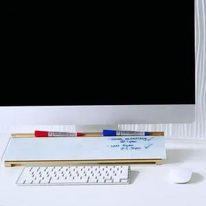 Quartet Glass Dry-Erase Desktop Computer Pad - 6" (0.5 ft) Width x 18" (1.5 ft) Height - Marble Glass Surface - GDP186M - OEM