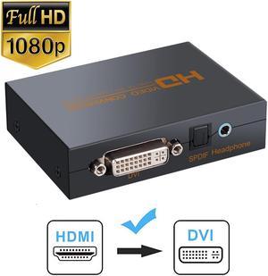 Jansicotek HDMI To DVI Audio Converter 5.1CH/2.0CH Optical TOSLINK SPDIF 3.5mm Headphone Digital To Analog Video Adapter  Support DTS AC3 LPCM/PCM ETC 2.0ch/5.1ch For PS3/4/XBOX