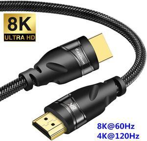 Jansicotek Ultra High Speed HDMI 2.1 Cable 8K 60Hz, 4K 120Hz, 3D Ultra HDR 48Gbps HiFi eARC Dolby Atmos HDCP2.2 HDMI Cable Compatible with Samsung QLED 8K Q900 TV, TCL Roku TV, VIZIO TV (10 Feet)