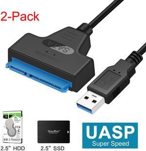 Jansicotek USB 3.0 to 2.5-Inch SATA SSD and Hard Drive Adapter Cable (Optimized for SSD, Support UASP ), 2-Pack