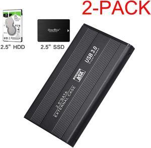 Jansicotek 2.5" Hard Drive Enclosure, USB 3.0 to SATA III for 2.5 Inch SSD & HDD 9.5mm 7mm External Hard Drive Case Support Max 3TB with UASP Compatiable for WD, Seagate, Toshiba, Samsung, 2-Pack