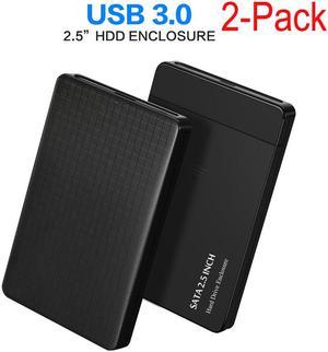 Jansicotek External Hard Drive Enclosure Adapter USB 3.0 To SATA Hard Disk Case Housing - For 2.5'' 9.5mm 7mm, WD, Seagate, Toshiba, Samsung, Hitachi SATA III, HDD, SSD, 2-Pack