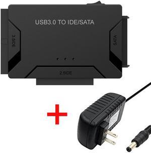 Jansicotek USB 3.0 to IDE SATA Converter for Universal 2.5 & 3.5 inches SATA HDD SDD & IDE HDD Drives, Hard Drive Adapter with 12V 2A Power Adapter and USB 3.0 Cable