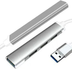 Jansicotek USB 3.0 Hub Super Speed Splitter,4 Ports USB3.0 Data Hub  for Laptop, PC, Computer, Mobile HDD , and More-Gray