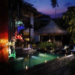 Solar Deer Wind Chimes, Outdoor Waterproof Mobile Romantic LED Multi Color-Changing Solar Sensor Powered Lights for Home, Yard, Night Garden, Party, Valentines Gift, Festival Decor