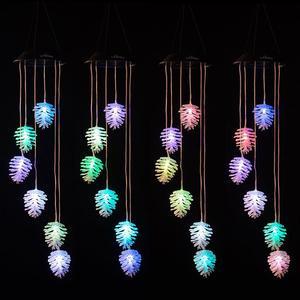 LED Pine Cone Solar Wind Chimes Light Outdoor Hanging - Waterproof Mobile Romantic Solar Powered Changing Color  Gifts Wind Chimes for Home, Party, Festival, Night Garden Decoration(Pine Cone)