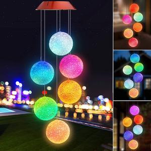 Gifts for Mom Grandma Wind Chimes Outdoor, Solar Ball Wind Chimes Color Changing Lights Mobile Wind Chime Best Memorial Birthday, Decorative Romantic Patio Lights for Yard Garden Home