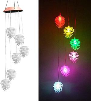 Solar Pine Cone Wind Chimes, Outdoor Waterproof Mobile Romantic LED Multi Color-Changing Solar Sensor Powered Lights for Home, Yard, Night Garden, Party, Valentines Gift, Festival Decor