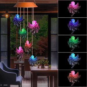 Solar Angel Wind Chimes, Outdoor Waterproof Mobile Romantic LED Multi Color-Changing Solar Sensor Powered Lights for Home, Yard, Night Garden, Party, Valentines Gift, Festival Decor
