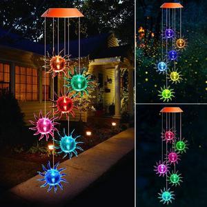 Wind Chimes, Color Changing Solar Wind Chime Outdoor Mobile Waterproof Six Sun LED Solar String Lights Gifts for Home Party Night Garden Hanging Decoration