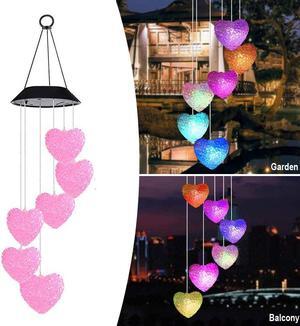 Solar Love Wind Chimes, Outdoor Waterproof Mobile Romantic LED Multi Color-Changing Solar Sensor Powered Lights for Home, Yard, Night Garden, Party, Valentines Gift, Festival Decor