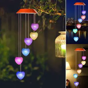 LED Love Solar Wind Chimes Light Outdoor Hanging - Waterproof Mobile Romantic Solar Powered Changing Color  Gifts Wind Chimes for Home, Party, Festival, Night Garden Decoration(Love)