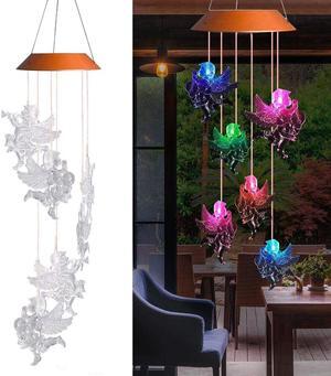 Wind Chimes, Color Changing Solar Wind Chime Outdoor Mobile Waterproof Six Angel LED Solar String Lights Gifts for Home Party Night Garden Hanging Decoration