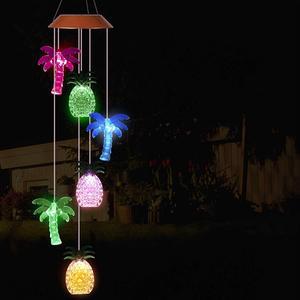 Wind Chimes, Color Changing Solar Wind Chime Outdoor Mobile Waterproof Six Pineapple Coconut LED Solar String Lights Gifts for Home Party Night Garden Hanging Decoration