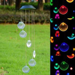 Gifts for Mom Grandma Wind Chimes Outdoor, Solar Seashells Wind Chimes Color Changing Lights Mobile Wind Chime Best Memorial Birthday, Decorative Romantic Patio Lights for Yard Garden Home