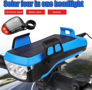 Solar USB Rechargeable Bike Light Set with 4000mAh, 800 Lumens Waterproof Bicycle Headlight Flashlight with Free Taillight Easy to Mount for Men Women Kids Road Mountain Cycling
