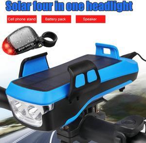 Solar USB Rechargeable Bike Headlight Bicycle Taillight Light kit with 4000mAh 800Lumens, 3 Light Modes, Powerful Brighter LED Bike Lights, Universal Portable & Adjutable, Doubles as Flashlight