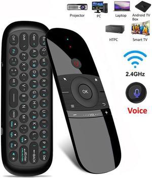 W1 2.4GHz Wireless Air Mouse Remote with Google Voice Assistant, QWERTY Keyboard, Build-in Rechargeable Battery for Nvidia Shield, Android TV Box and