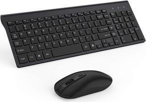 Wireless Keyboard and Mouse Combo, Compact Wireless Keyboard with Numeric Keypad and Ergonomic Full-Size 1600 DPI Mouse-(Black)