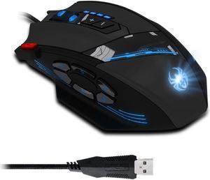 Zelotes C-12 RGB Gaming Mouse Backlit Wired Ergonomic 12 Button Programmable Mouse with Macro Recording 4000 DPI for Windows PC (Black)