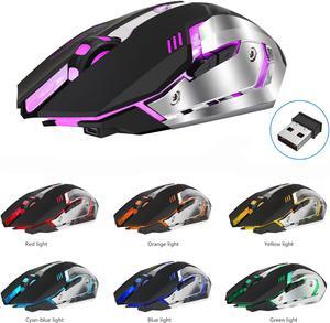 Jansicotek Rechargeable 2.4Ghz Wireless Mouse,  Rechargeable Wireless Mouse with 2400 DPI , Ergonomic Optical Portable Mouse for Laptop Android Windows Mac OS, Black
