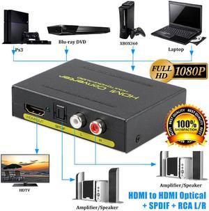 Jansicotek HDMI to HDMI + SPDIF + RCA L/R Audio Extractor Converter (HDMI Input,HDMI+ Audio Output) for Apple TV, PS3/4, Xbox, PC/laptop, HD camera, HD DVR etc