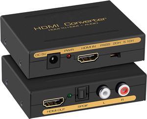 Jansicotek 4K HDMI to HDMI + Audio Extractor One HDMI Input to HDMI + Audio (SPDIF + RCA Stereo) Output Support 4K@30hz, FULL HD 1080P, 3D