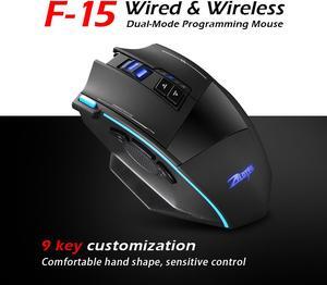 Jansicotek Wired/Wireless Gaming Mouse Programmable Gaming Mouse with 4800 DPI and RGB Backlight for PC/Mac/Laptop , Black