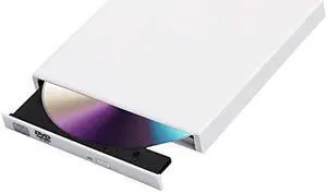 External CD Drive, USB 2.0 CD Drive, DVD Player, Portable Optical Burner Writer Rewriter, High Speed Data Transfer for Laptop Notebook Desktop PC Windows 7/8/10, (KBDVD001) White