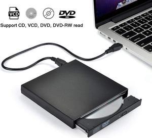 Jansicotek External CD DVD Drive, USB 2.0 Slim Protable External CD-RW Drive DVD Player for Laptop Notebook PC Desktop Computer, , (KBDVD001) Black