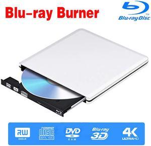 Aluminum External Blu-Ray Burner Drive, USB 3.0/Type-C Portable CD/DVD +/-RW Drive Slim Optical Burner Writer Rewriter, High Speed Data Transfer for Laptop Notebook Desktop PC MAC OS Windows , Silver