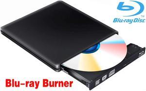 Jansicotek Aluminum External Blu-Ray  DVD Burner Player Drive, USB 3.0 Portable CD/DVD+/-RW Drive/ DVD Player for Laptop CD ROM Burner for Laptop Desktop PC Windows Linux OS Apple Mac,Black