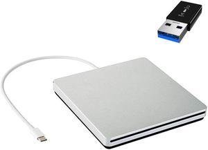 External CD/DVD Drive, USB-C/USB3.0 Portable DVD CD+/-RW Drive Slim DVD/CD ROM Rewriter Burner Writer, High Speed Data Transfer Pro Laptop/Desktop Windows/Vista/7/8/10, Mac OSX and Linux