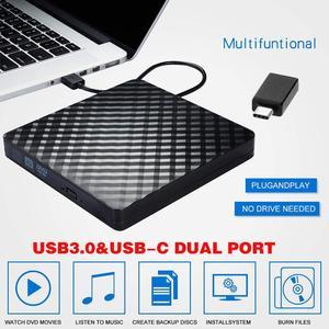 USB 3.0/USB-C External DVD Burner Writer Recorder DVD RW Optical Drive CD/DVD ROM Player MACs OS Windows XP/7/8/10