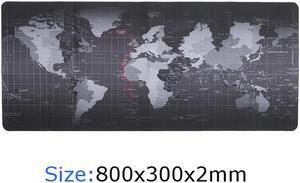 Extended Large Size, Gaming Mouse Pad, Non-Slip Rubber Base, Large Size Desk Pad, Black World Map & Color Sewn (Black, XL Size 31.50 X 11.81X 0.08inch)