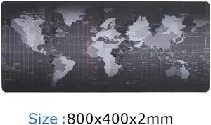 Extended Large Size, Gaming Mouse Pad, Non-Slip Rubber Base, Large Size Desk Pad, Black World Map & Color Sewn (Black, XXL Size 31.50 X 15.75X 0.08inch)