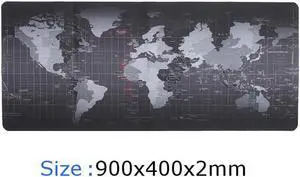 L 35.43 in * W 15.75 in Extended Large World Map Black Locking Edge Thicken Mouse Pads Mouse Mat Keyboard Mat