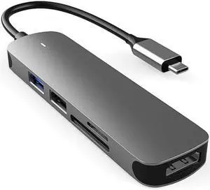 5-in-1 USB C Hub Docking Station, Aluminum Type-C Adapter with USB-C PD, 4K HDMI, SD/TF Card Reader, USB 3.0 Compatible with MacBook Air, MacBook Pro/Air&USB-C Laptop