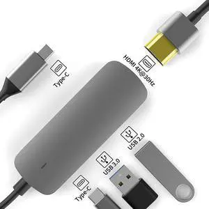 USB C Hub, USB C Dongle for MacBook Pro/Air&USB-C Laptop, 4 in 1 USB C to HDMI Multiport Adapter Compatible for USB C Laptops Nintendo and More Type C Devices (4K HDMI USB3.0/2.0 60W PD)