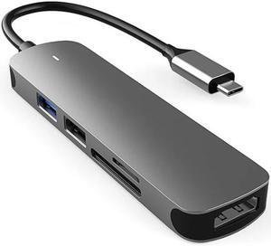 USB C Hub, USB C Dongle for MacBook Pro/Air&USB-C Laptop, 5 in 1 USB C to HDMI Multiport Adapter Compatible for USB C Laptops Nintendo and More Type C Devices (4K HDMI USB3.0/2.0 SD/TF Card Reader)