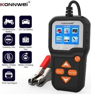 KW650 6V 12V Car Battery Tester Automotive 100-2000 CCA Battery Load Tester Auto Cranking and Charging System Test Scan Tool Digital Battery Analyzer for Vehicles Car Truck Motorcycle ATV SUV Boat