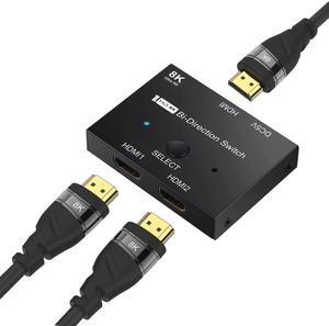 HDMI-Compatible 2.1 Switcher Bi-Direction 8K@60Hz 4K@120Hz Ultra HD Switcher Adapter Splitter for PS4 TV Box HDTV Xbox Projector